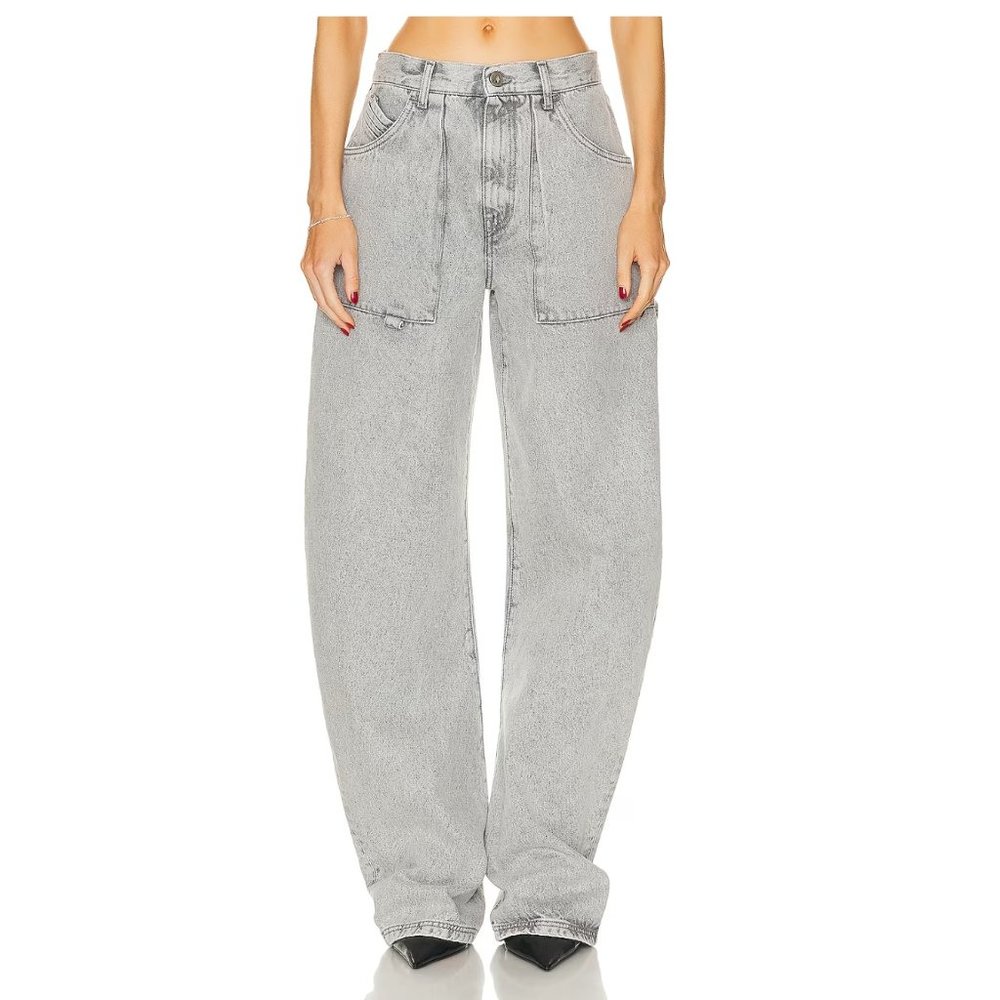 The Attico Effie Wide Leg Jean - Light Grey